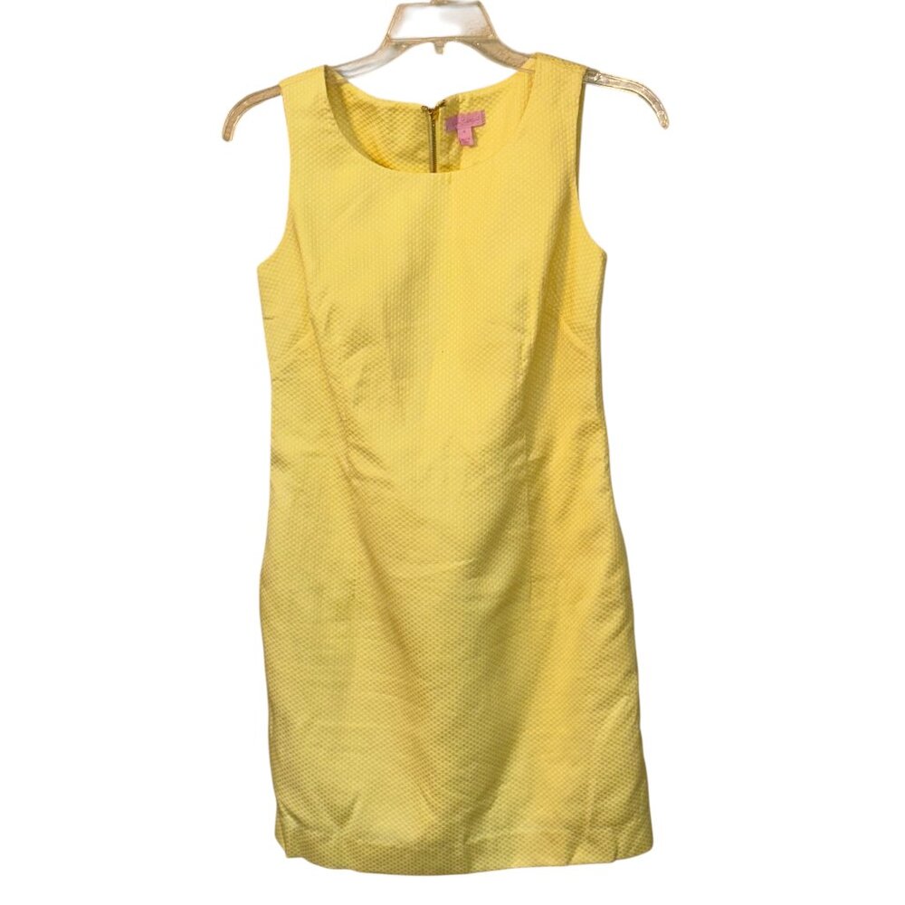 Lilly Pulitzer Yellow Shift Sleeveless Short Dress Size 4 Cotton‎ Summer Lined